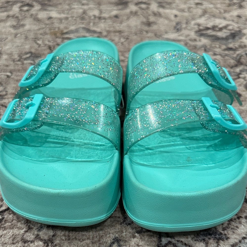 Art Class Glittery Aqua Kids Sandals